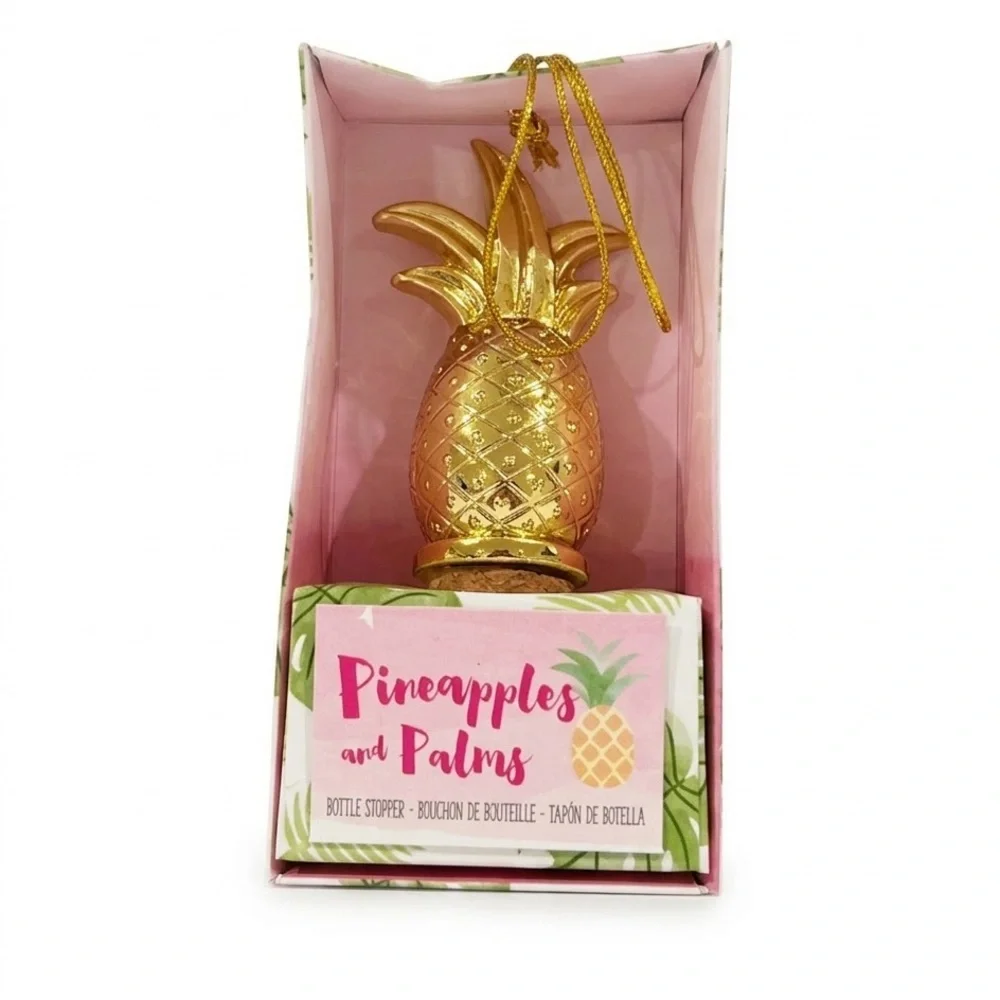 Pineapples and Palms Gold Pineapple Bottle Stopper NIB